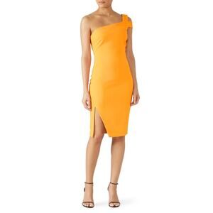LIKELY Sherbet Orange Cap Sleeves One-Shoulder Packard Sheath Dress Size 4
